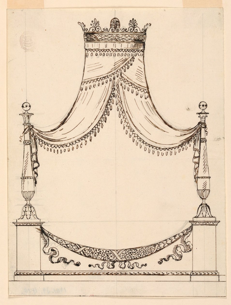 Disegno, Progetto per un letto, 1800 ca. da Unknown artistUnknown artist