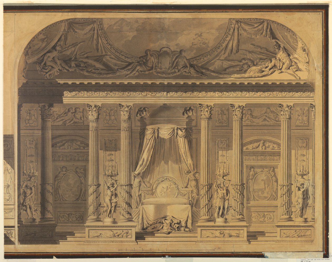 Disegno, Progetto per una camera da letto, Hotel de Mailly-Nesle, Parigi, 1770-80 da Unknown artistUnknown artist