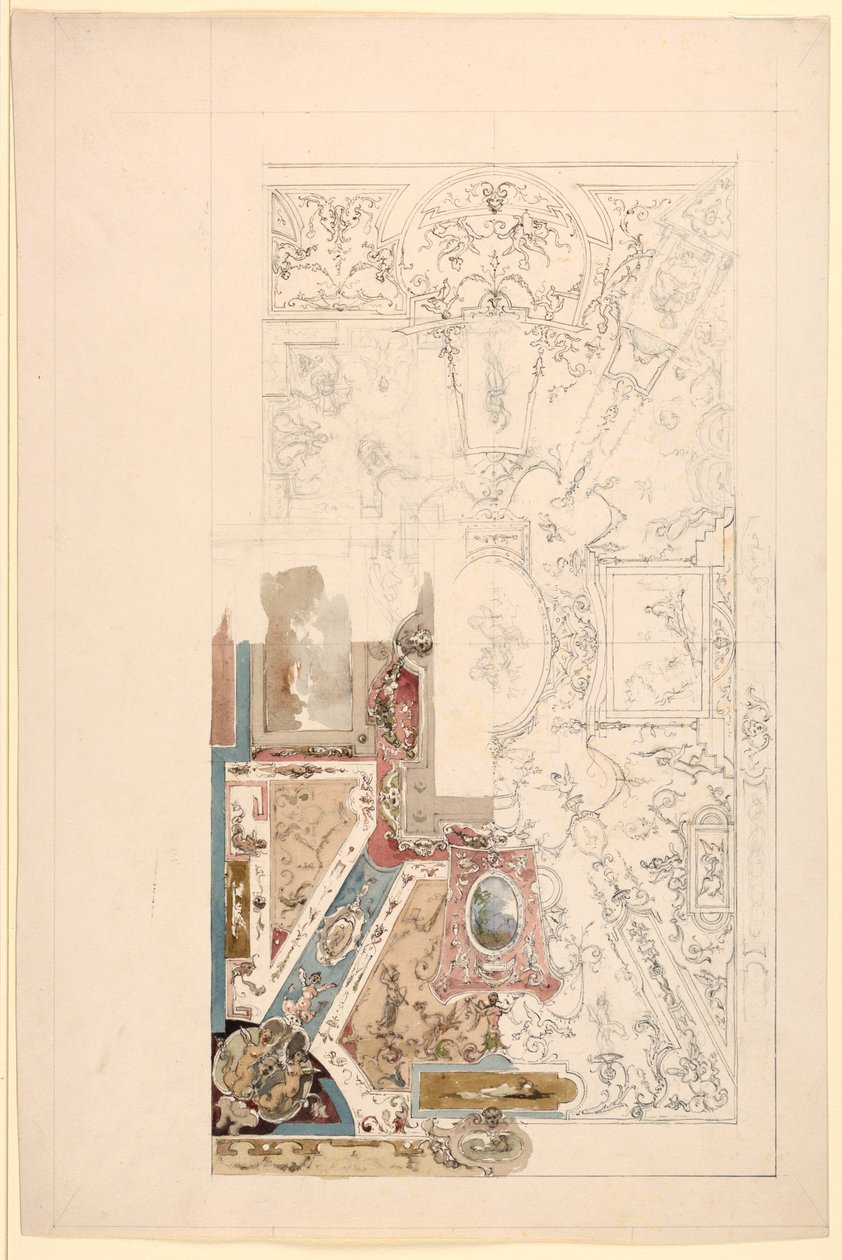 Disegno, progetto per un soffitto, 1750-1800 da Unknown artistUnknown artist