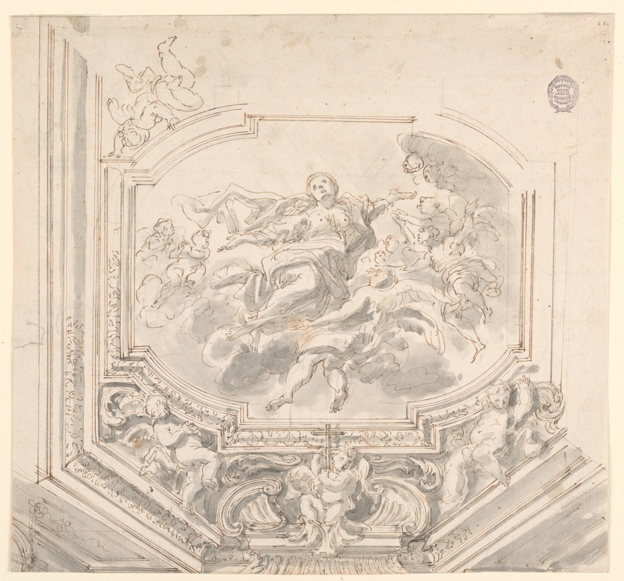 Disegno, Progetto per un soffitto, XVIII secolo da Unknown artistUnknown artist