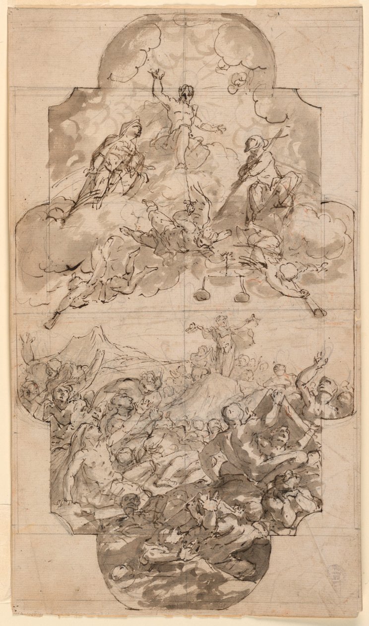 Disegno, progetto per il soffitto di una chiesa, 1700-1750 da Unknown artistUnknown artist
