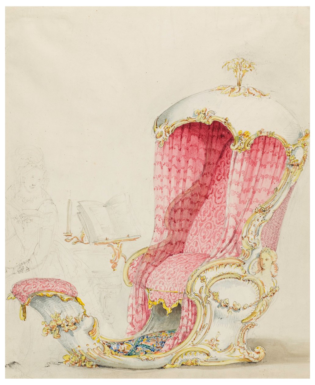 Disegno, progetto di una chaise longue, 1810 ca. da Unknown artistUnknown artist