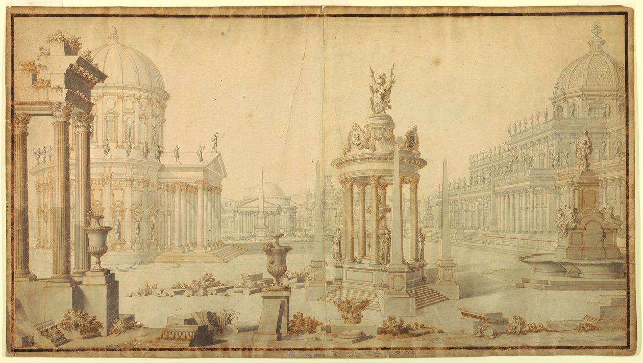 Disegno, scenografia: Fantasia architettonica, inizio XVIII secolo da Unknown artistUnknown artist