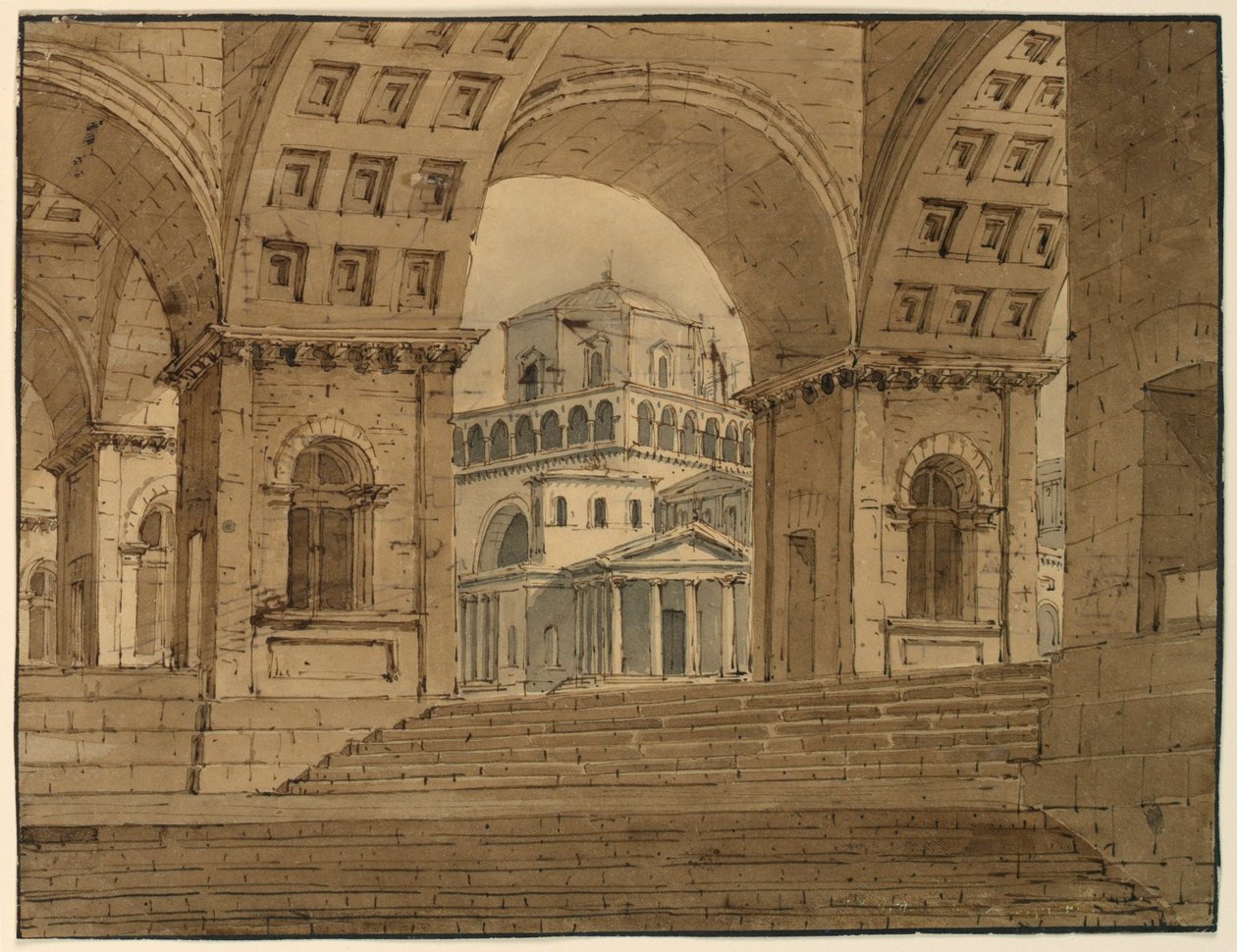 Disegno, scenografia, vista della città dal palazzo, inizio XIX secolo da Unknown artistUnknown artist