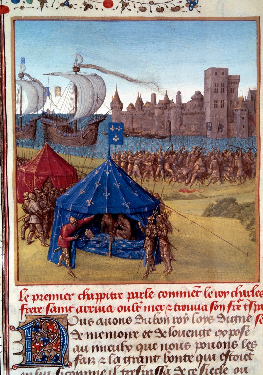 Ottava Crociata: La morte di San Luigi per la peste a Tunisi. Miniatura tratta da "Le livre des faits de Monseigneur Saint Louis" XV secolo da Unknown artist