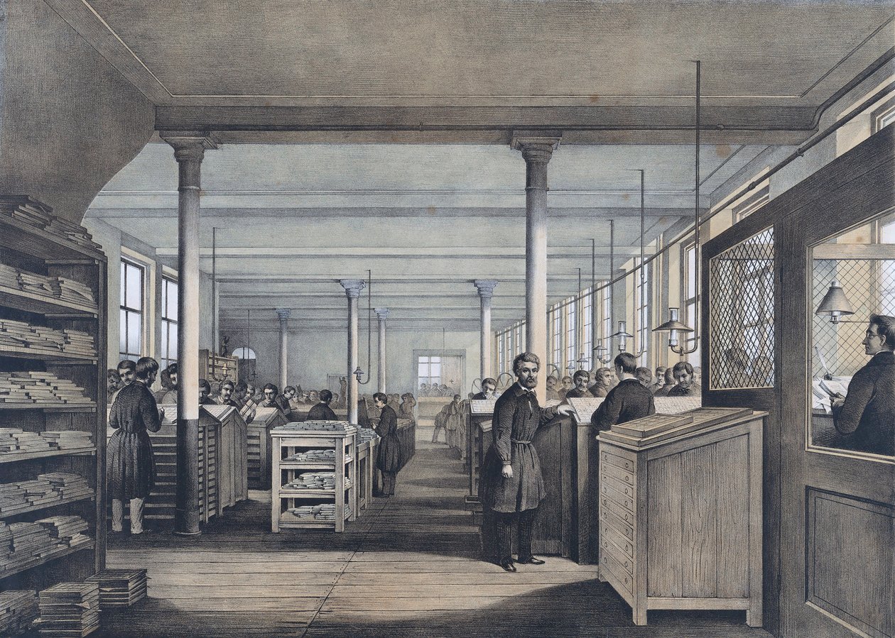 Una tipografia europea del XIX secolo da Unknown artist