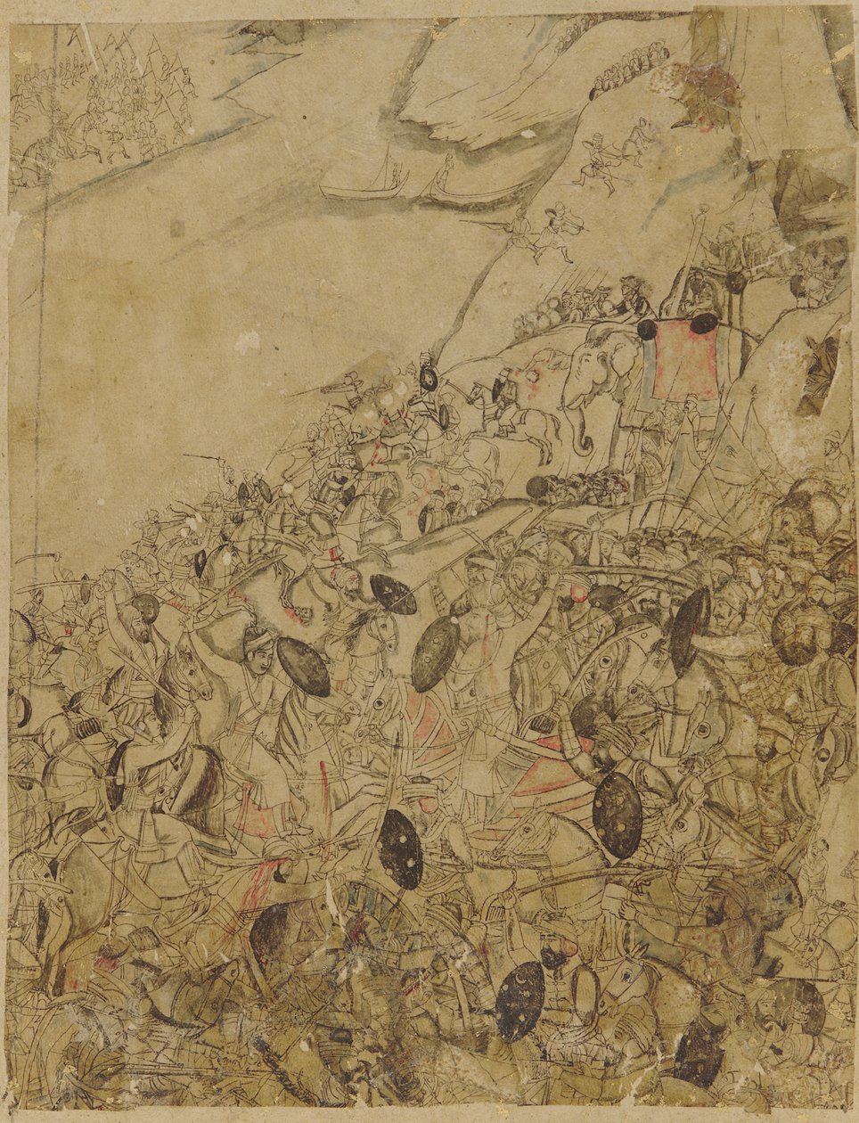 Una battaglia sulle rive di un fiume da Unknown artist