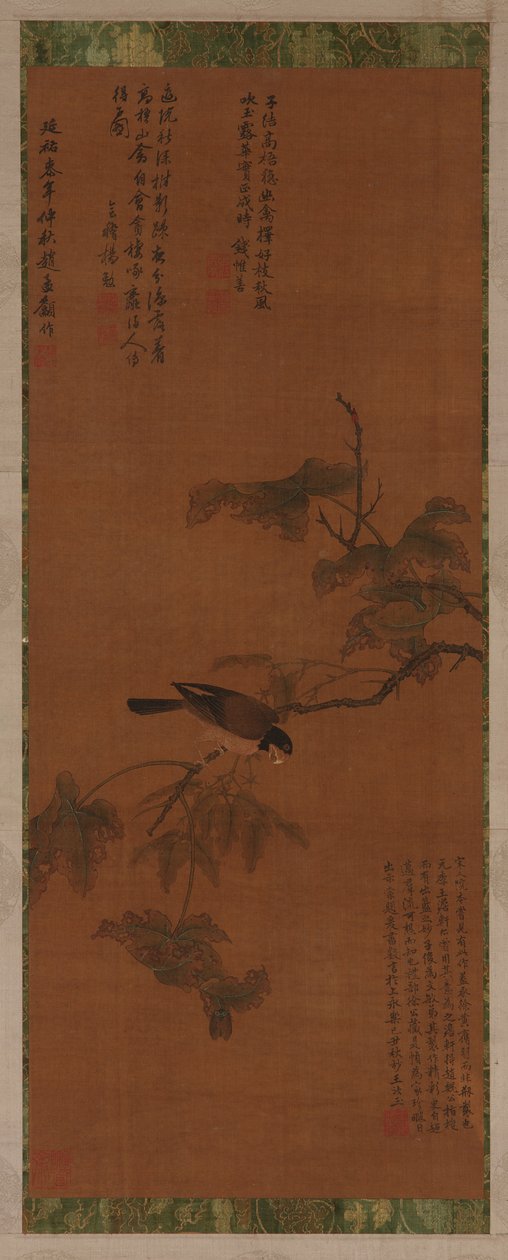Un uccello su un ramo frondoso da Unknown artist