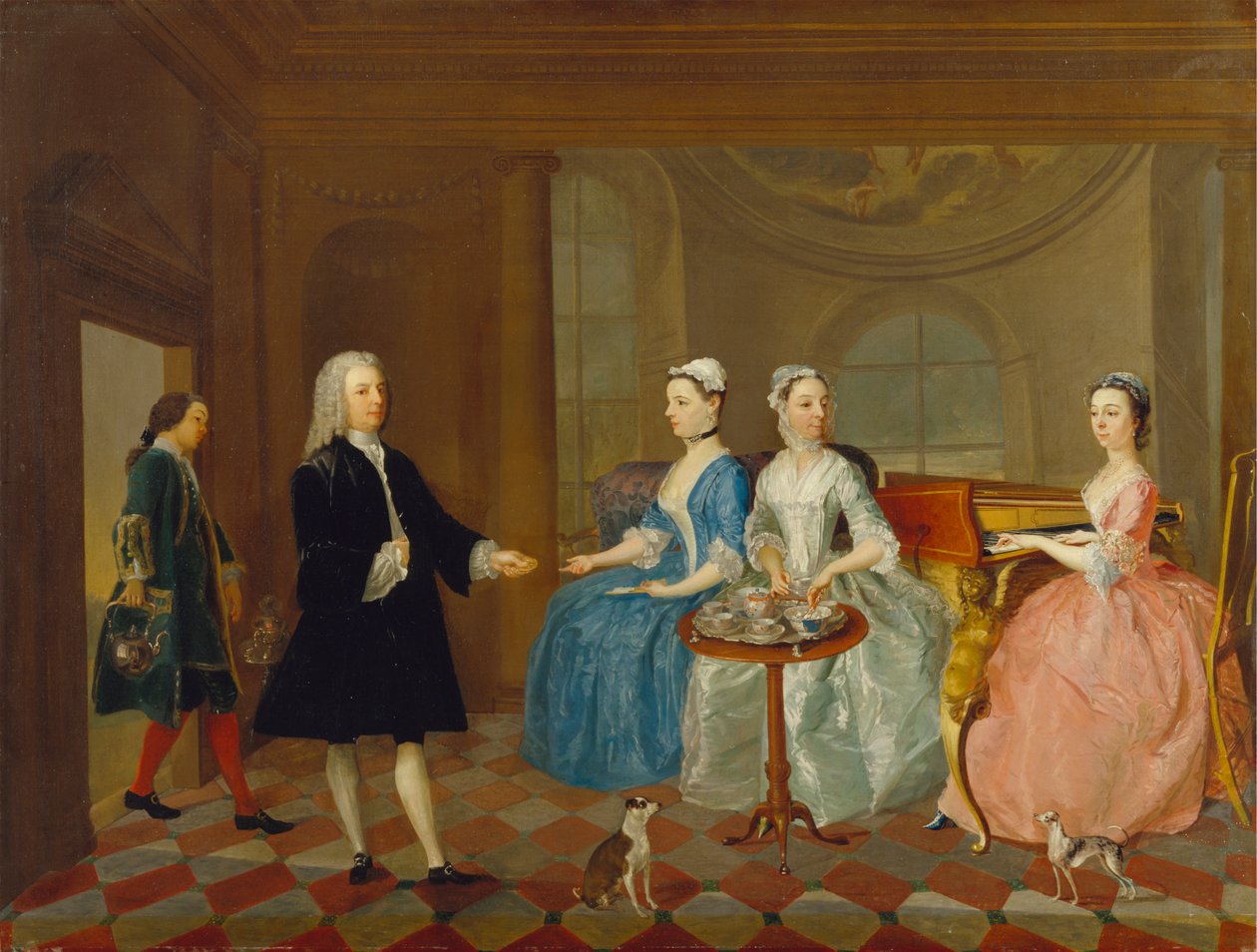 Una famiglia servita con tè, possibilmente la famiglia Carter da Unknown artist