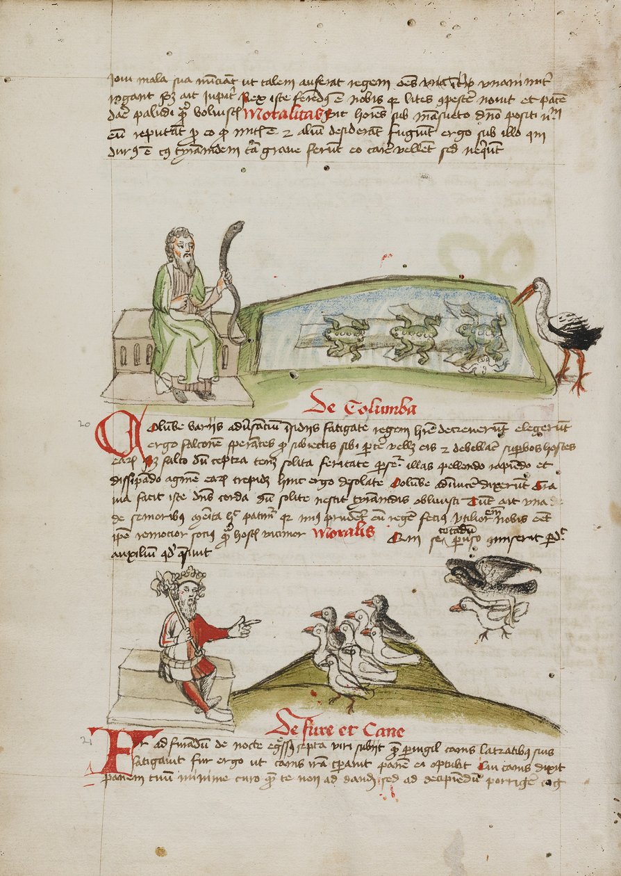 Un uomo con un serpente in mano; un re che parla a uno stormo di colombe da Unknown artist