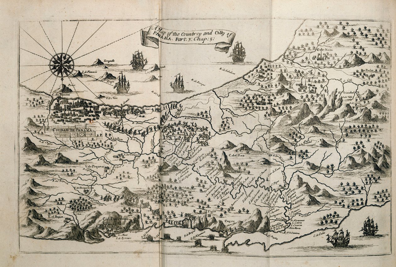 Mappa del paese e della città di Panama. Parte. 3 : cap. : 5. (incisione) da Unknown artist