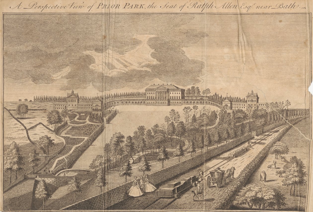 Vista prospettica di Prior Park, la residenza di Ralph Allen Esq. vicino a Bath da Unknown artist