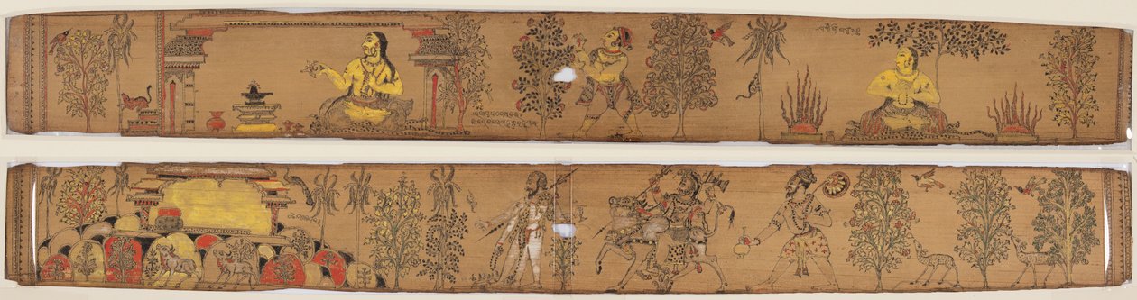 Un principe esegue austerità (recto); Shiva e i suoi seguaci tornano al Monte Kailash (verso), da un romanzo di Chandrabhanu e Lavanyavati di Upendra Bhanja da Unknown artist