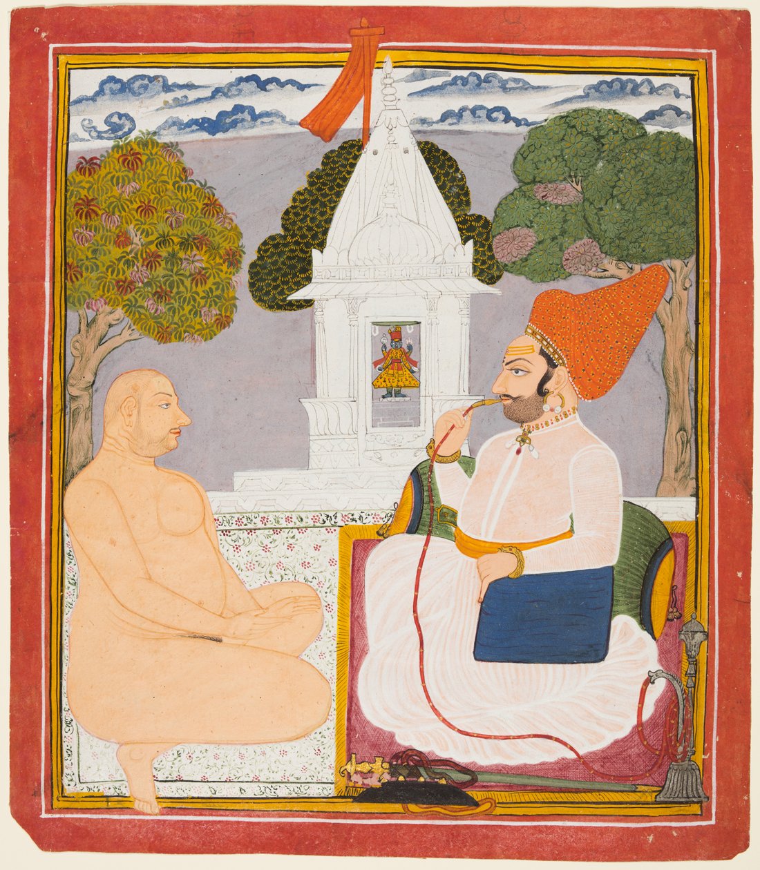 Un nobile Rathor in visita a un uomo santo in un santuario di Vishnu da Unknown artist