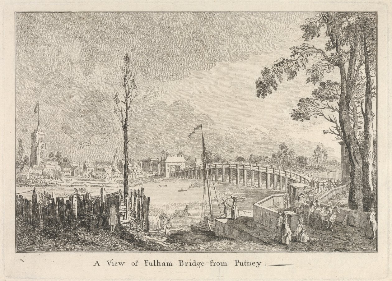 Una Vista del Ponte di Fulham da Putney da Unknown artist