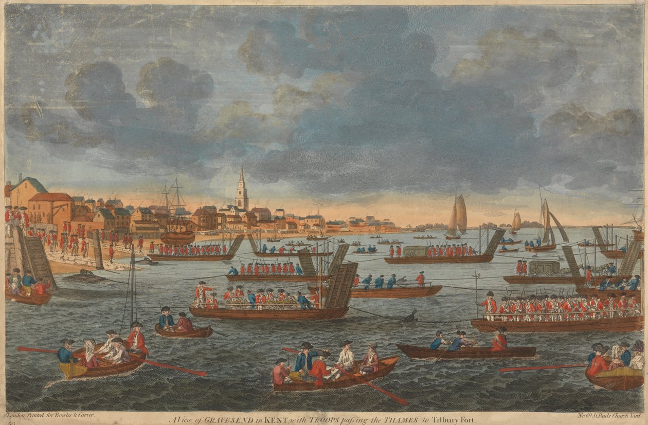 Veduta di Gravesend nel Kent, con Truppe che Attraversano il Tamigi verso Tilbury Fort da Unknown artist