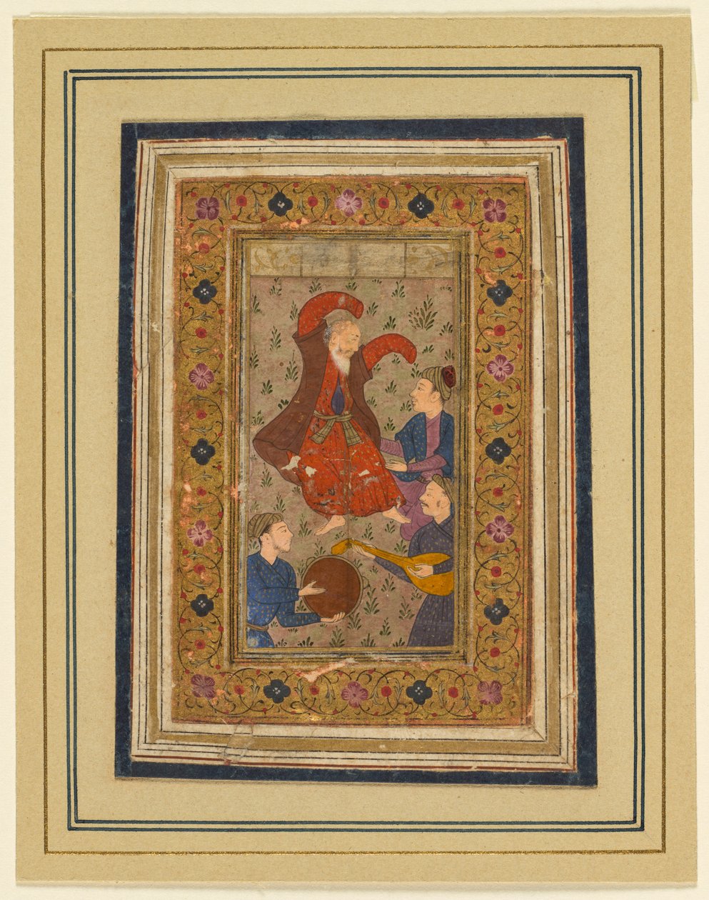 Un derviscio danzante e tre musicisti, da un Divan (Raccolta di Poesie) di Urfi (Persiano, 1555-1591) da Unknown artist