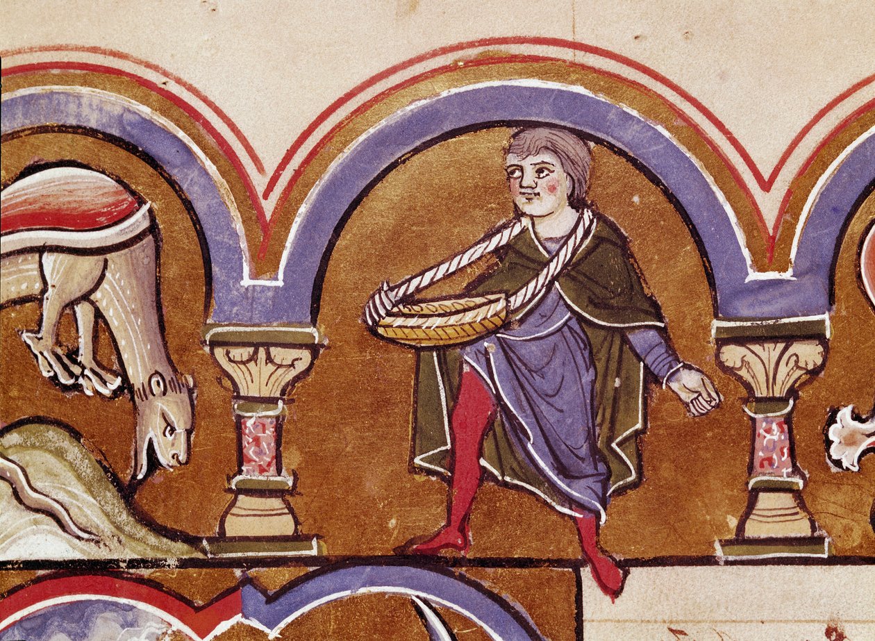 Un contadino che semina grano Dettaglio di una pagina di manoscritto tratta dal "Salterio di Santa Elisabetta" XIII secolo Cividale, Museo Archeologico da Unknown artist