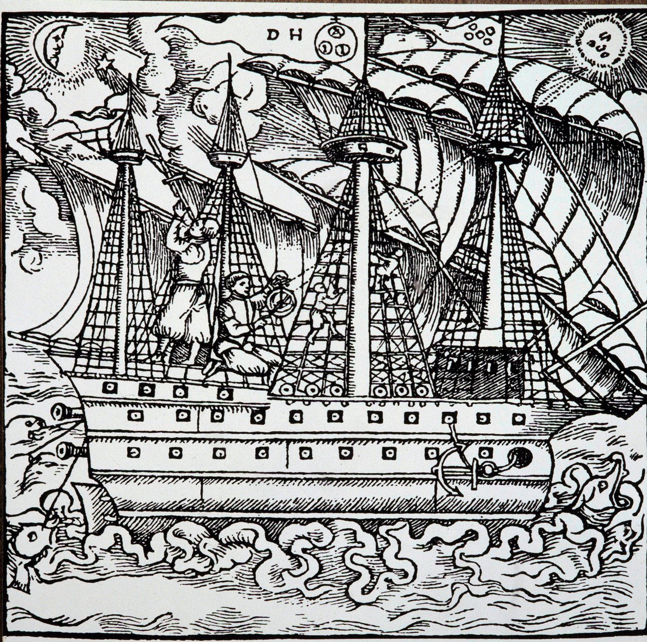 Navigatore su una caravella portoghese che usa un astrolabio da Unknown artist