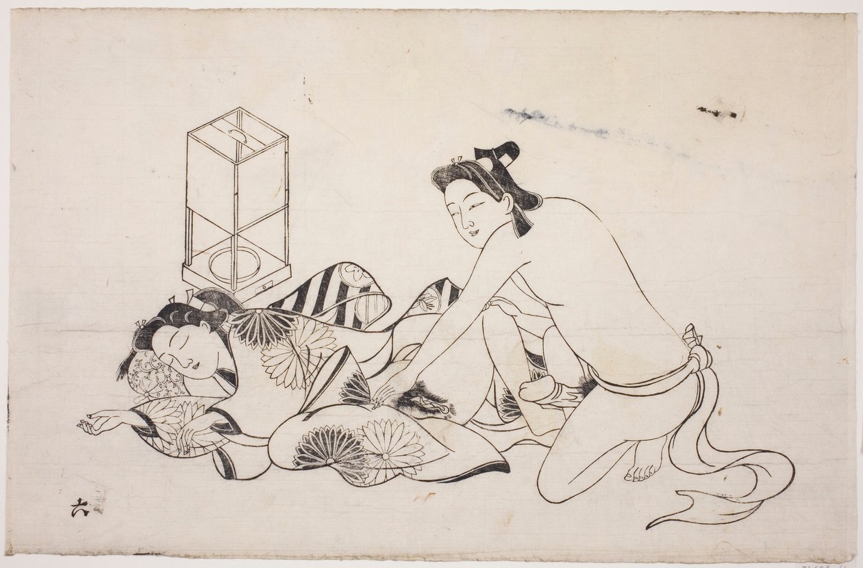 Un foglio di un album shunga da Unknown artist