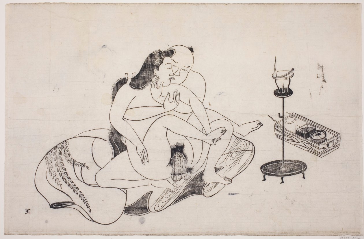Un foglio di un album shunga da Unknown artist