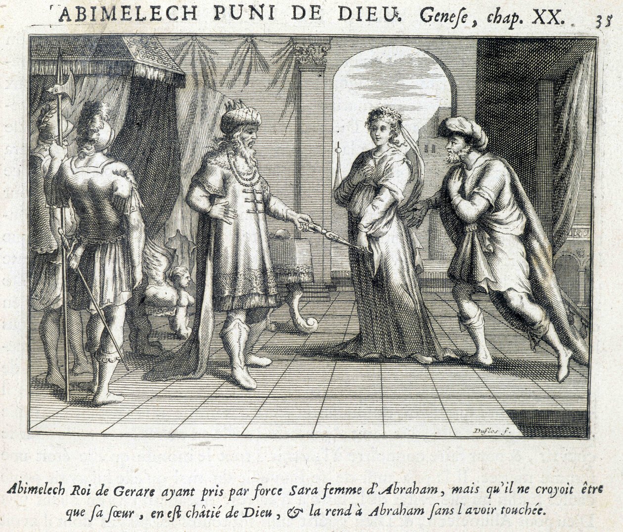 Abimelech dà Sara ad Abramo - Bibbia, incisione da Unknown artist