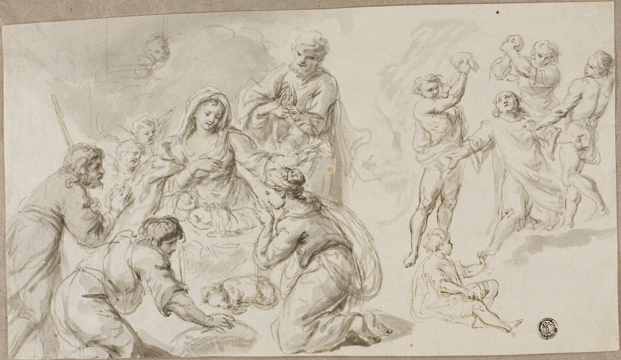 Adorazione dei pastori; Lapidazione di Santo Stefano da Unknown artist