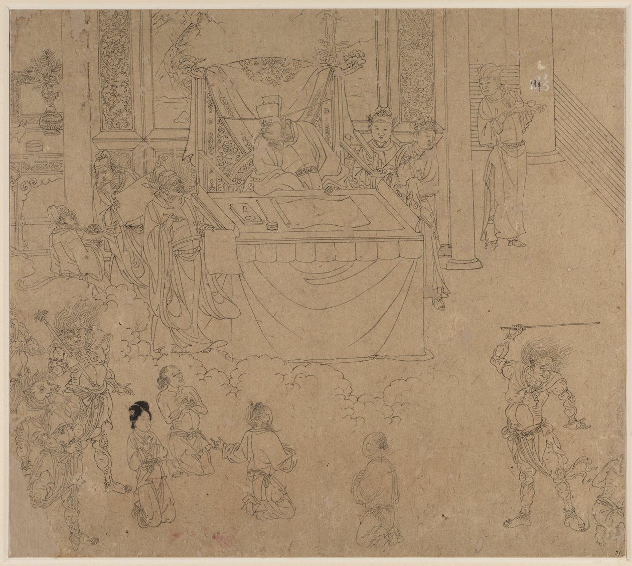 Album di Temi Taoisti e Buddhisti: Re degli Inferi: Foglia 35 da Unknown artist
