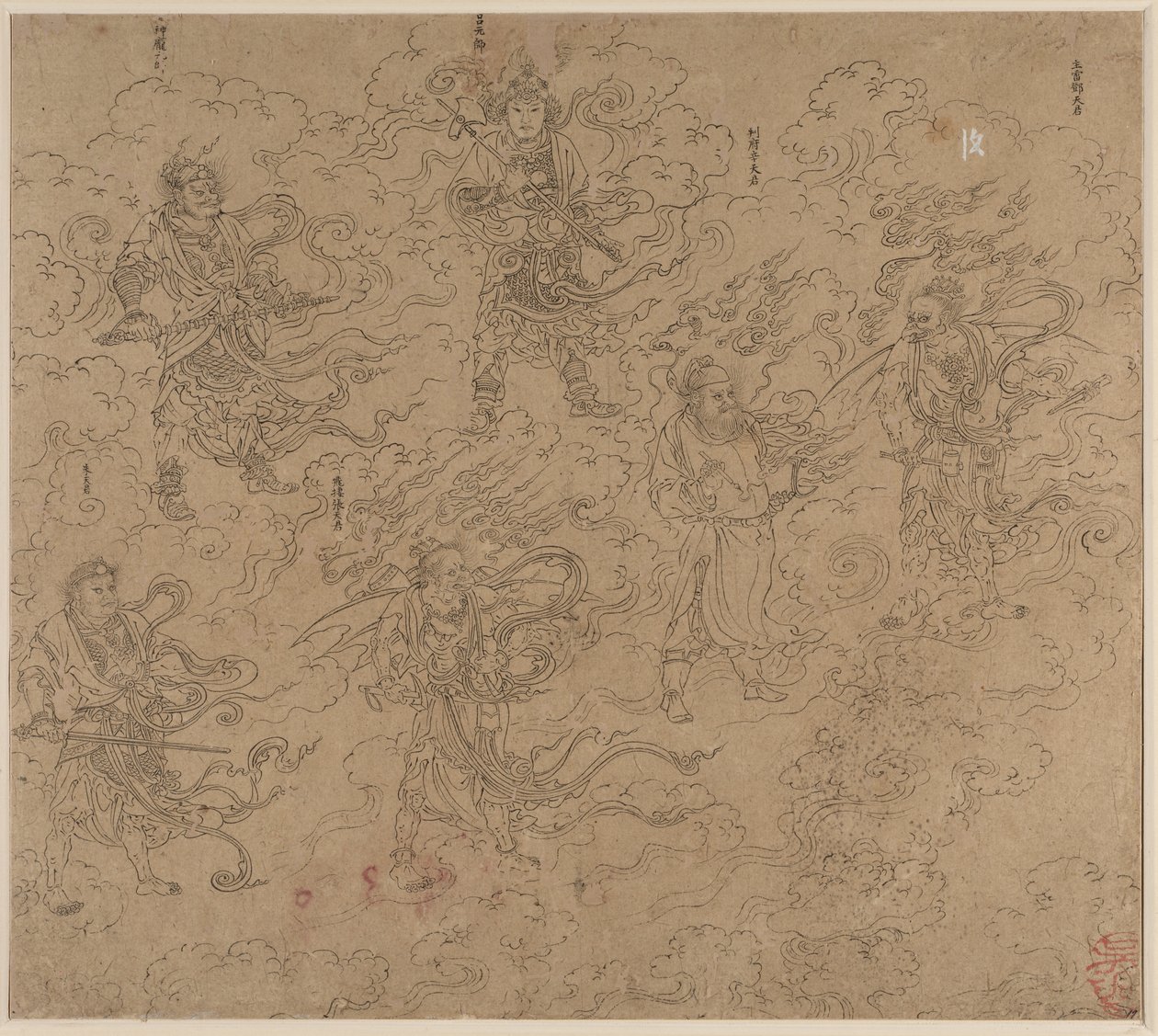 Album di Temi Taoisti e Buddhisti: Processione di Divinità Taoiste: Foglia 19 da Unknown artist