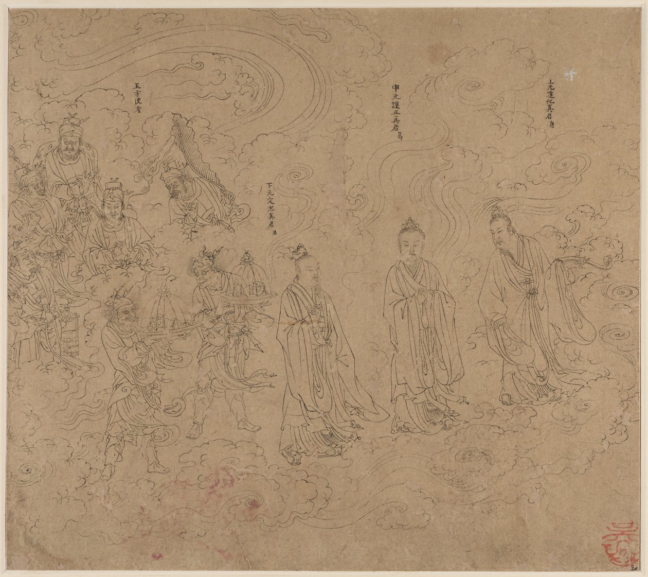 Album di Temi Taoisti e Buddhisti: Processione di Divinità Taoiste: Foglia 20 da Unknown artist