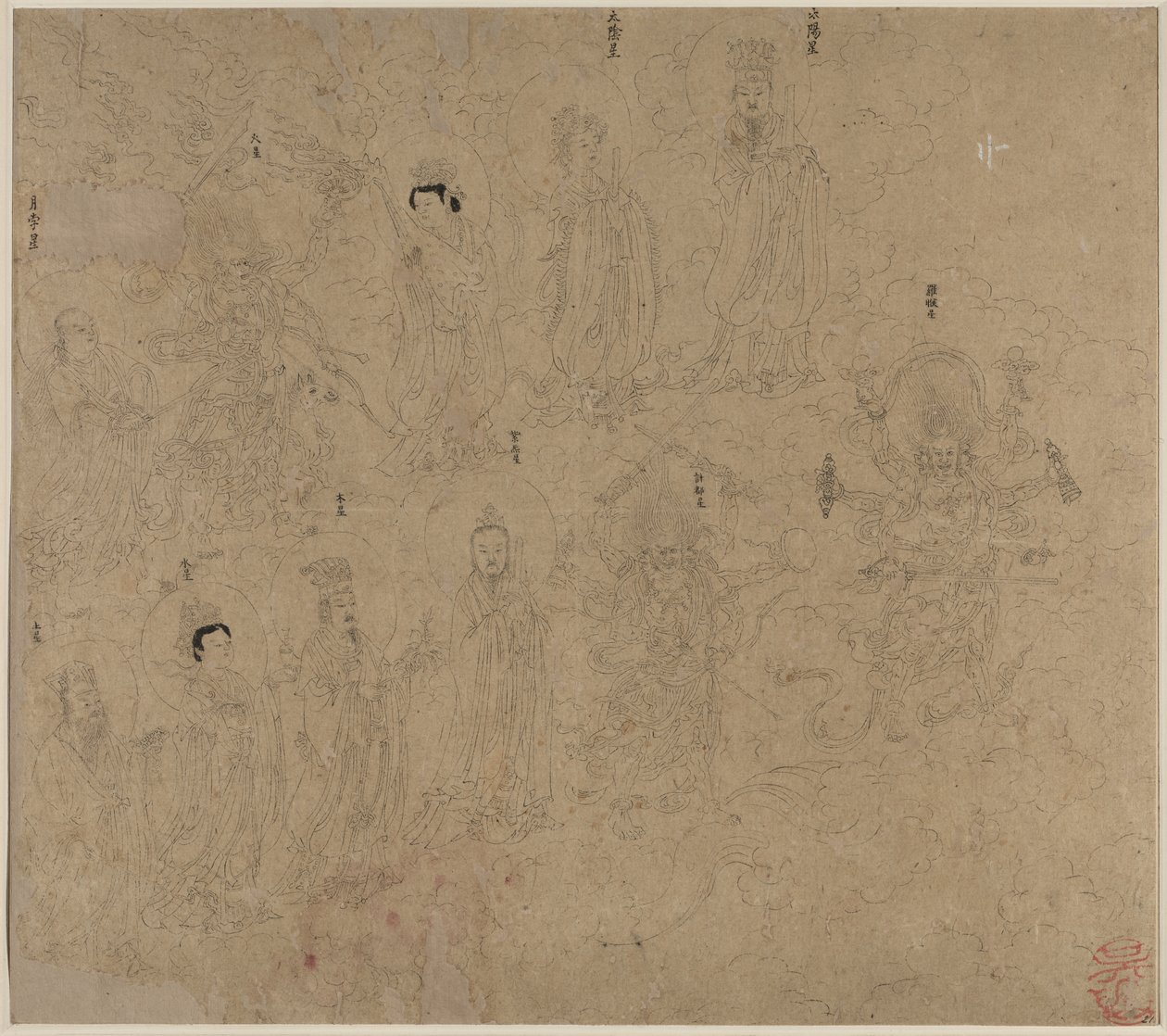 Album di Temi Taoisti e Buddhisti: Processione di Divinità Taoiste: Foglia 21 da Unknown artist