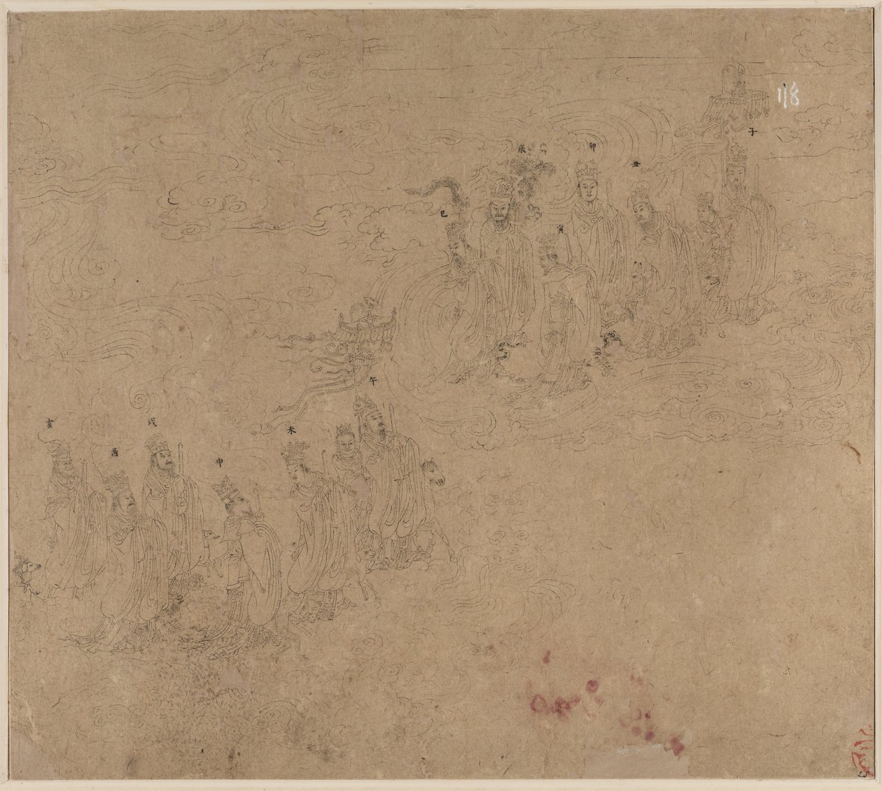 Album di Temi Taoisti e Buddhisti: Processione di Divinità Taoiste: Foglia 25 da Unknown artist