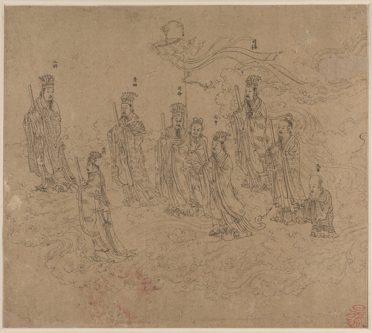 Album di Temi Taoisti e Buddhisti: Processione di Divinità Taoiste: Foglia 26 da Unknown artist