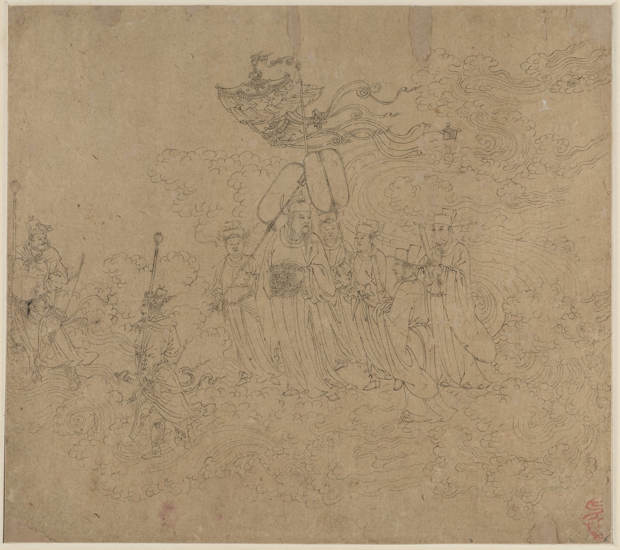 Album di Temi Taoisti e Buddhisti: Processione di Divinità Taoiste: Foglia 6 da Unknown artist