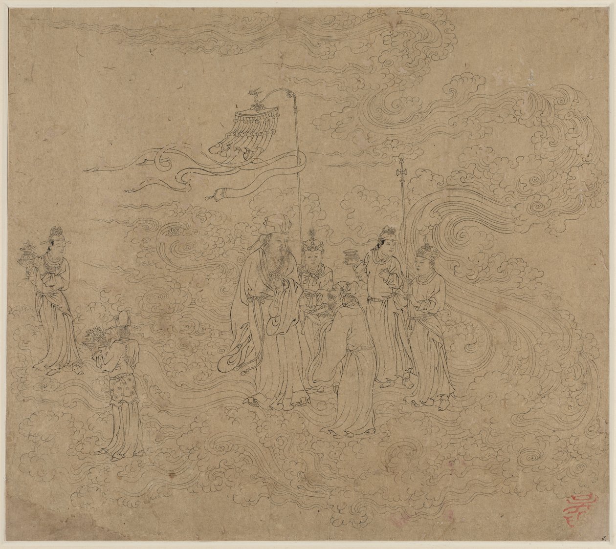 Album di Temi Taoisti e Buddhisti: Processione di Divinità Taoiste: Foglia 7 da Unknown artist