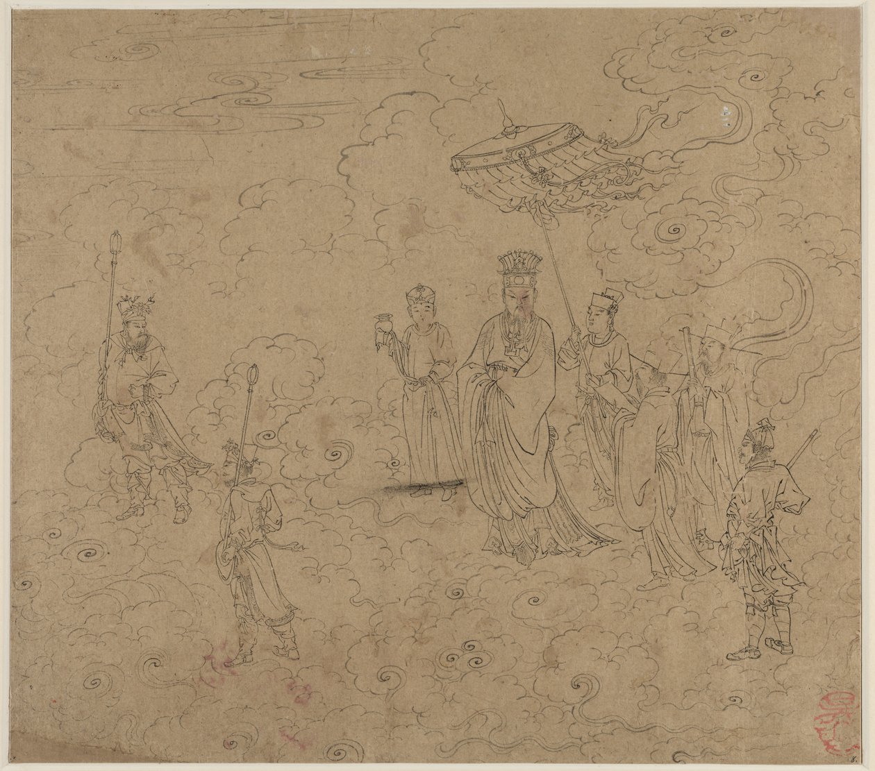 Album di Temi Taoisti e Buddhisti: Processione di Divinità Taoiste: Foglia 8 da Unknown artist