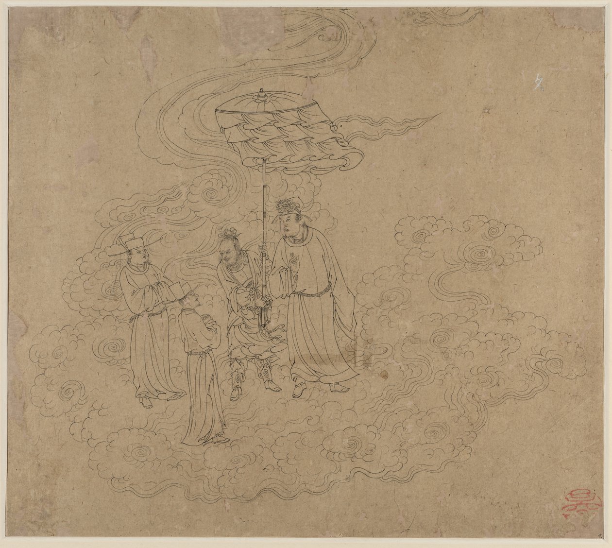 Album di Temi Taoisti e Buddhisti: Processione di Divinità Taoiste: Foglia 9 da Unknown artist