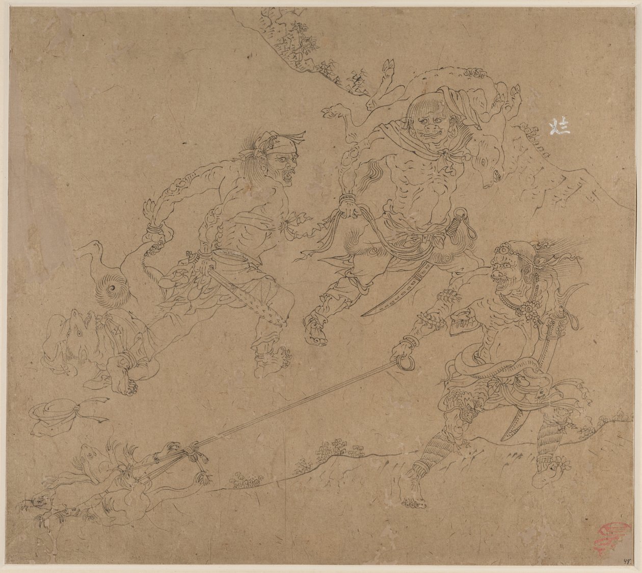 Album di Temi Taoisti e Buddhisti: Ricerca della Montagna: Foglia 48 da Unknown artist