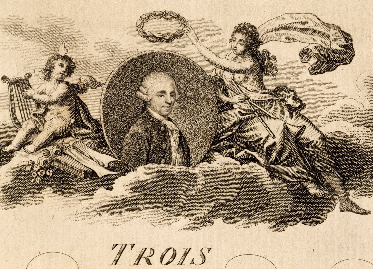 Allegoria di Franz Joseph Haydn sulla pagina del titolo della partitura per Tre Quartetti, Opus 75, Libro I da Unknown artist