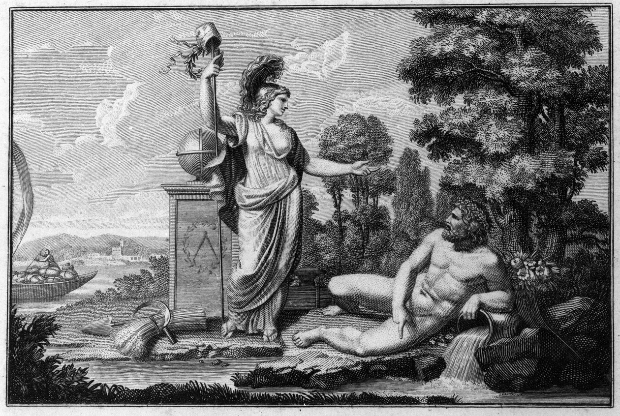 Allegoria della Repubblica Cisalpina creata da Napoleone Bonaparte il 27/06/1797 sul modello francese in Italia, che divenne la Repubblica Italiana nel 1802. Sono rappresentati i simboli della Repubblica Francese. Incisione Museo del Risorgimento, Milano da Unknown artist