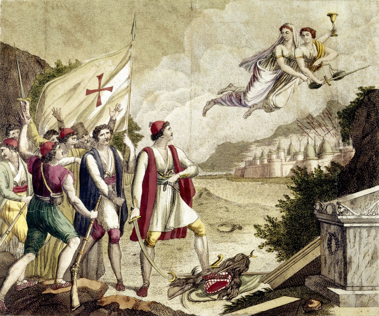 Allegoria del risveglio del sentimento nazionalista della Grecia sotto la dominazione ottomana che portò alla Guerra d