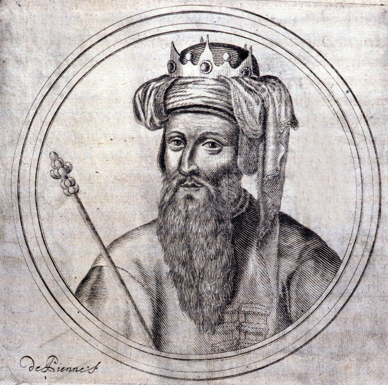 Amedeo VIII (1383-1451), Conte poi Duca di Savoia, ultimo antipapa con il nome di Felice V. Incisione in "Storia genealogica della Casa Reale di Savoia" di Samuel Guichenou, Lione 1660. da Unknown artist