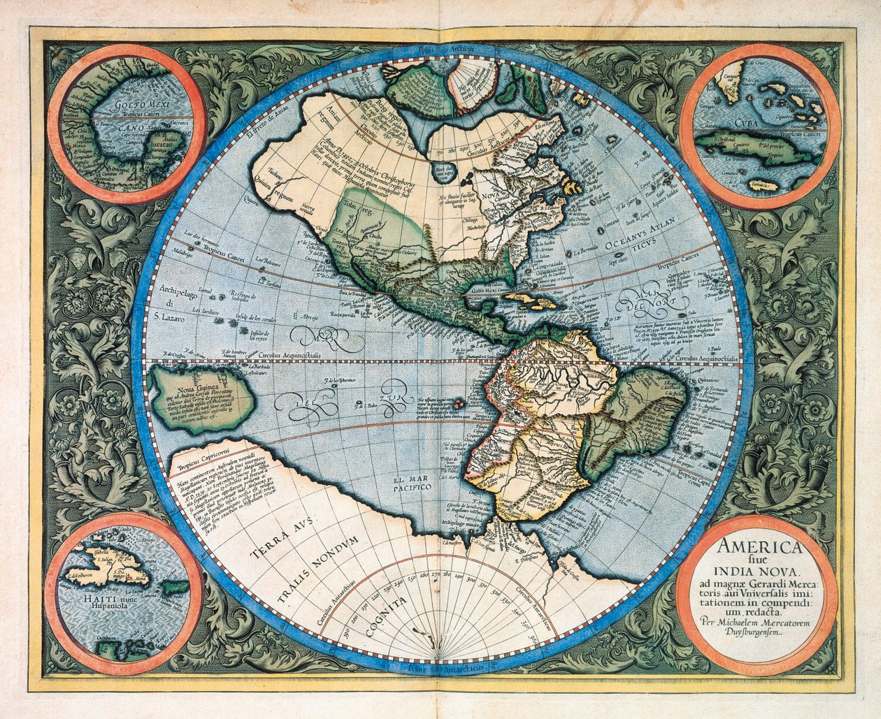 America sive India Nova, da "Atlas sive cosmographicae meditationes de fabrica mundi et fabricati figura" di Gerhard Kremer Mercator da Unknown artist