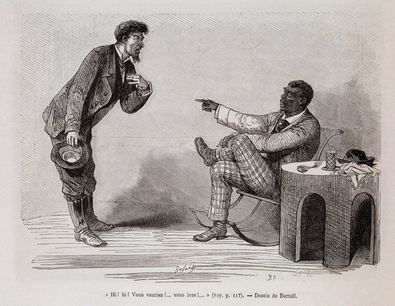 Nero americano che deride un bianco ubriaco - in "Il giro del mondo", 2° semestre 1876 da Unknown artist