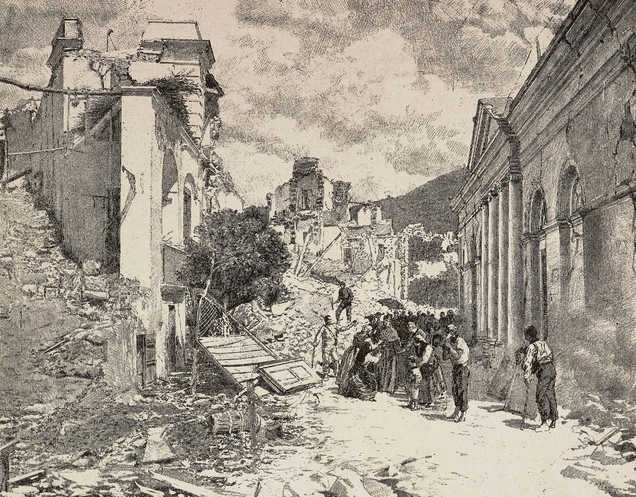 Tra le rovine del terremoto nella località balneare di Balliazzi, Italia da Unknown artist