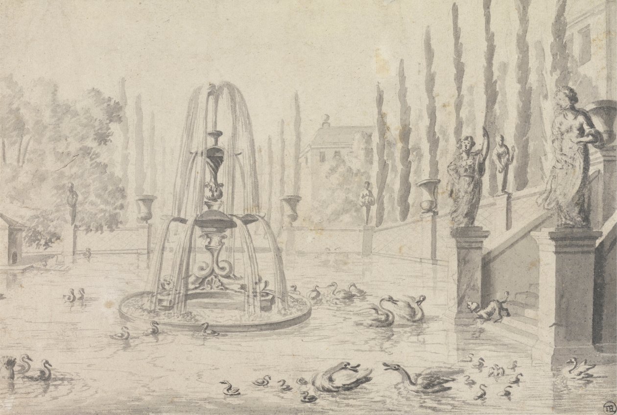 Una Piscina Ornamentale e Fontana da Unknown artist