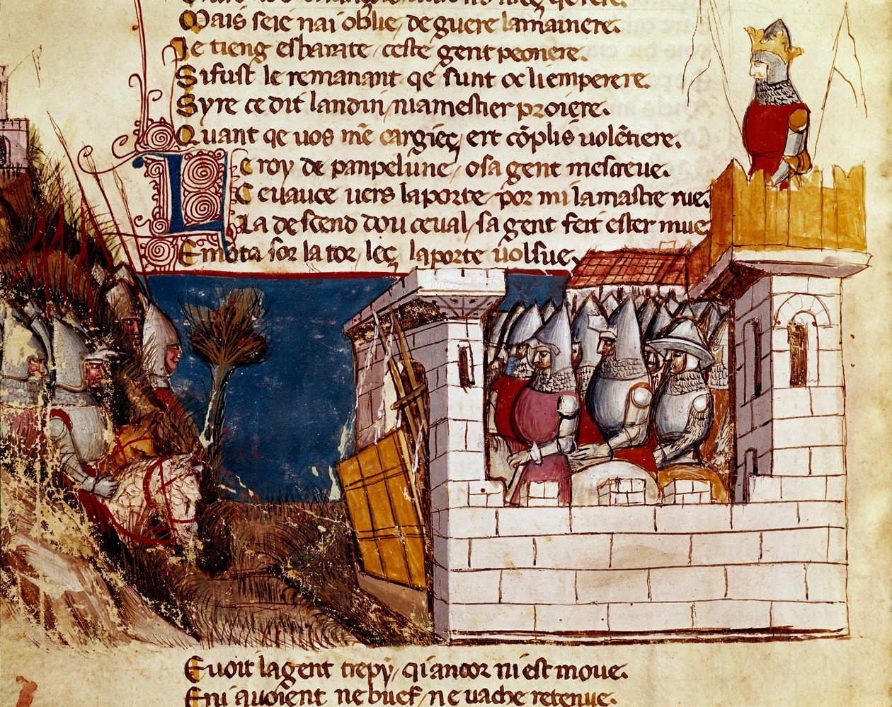 Un esercito si rifugia in un castello e sale sul ponte levatoio da Unknown artist
