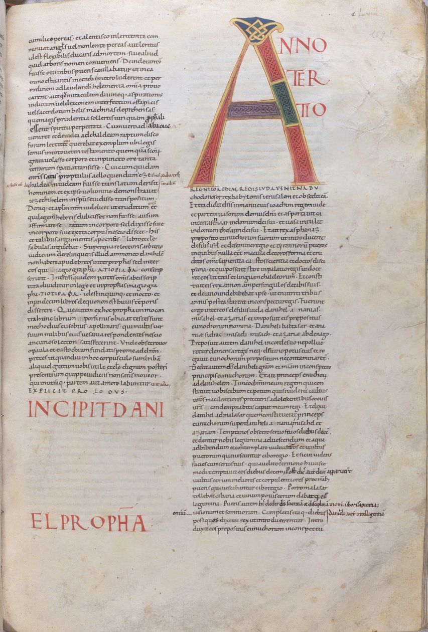Anno tertio: Incipit Daniel Propha.Incipit del Libro del Profeta Daniele, XI secolo (miniatura, manoscritto membranaceo) da Unknown artist