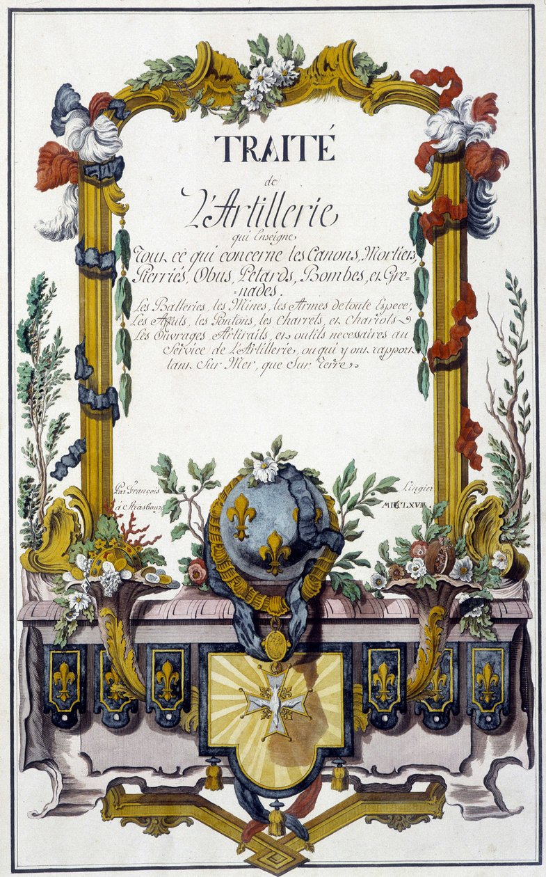 Trattato di artiglieria - frontespizio del "Trattato di artiglieria", di François Lingier, Strasburgo da Unknown artist