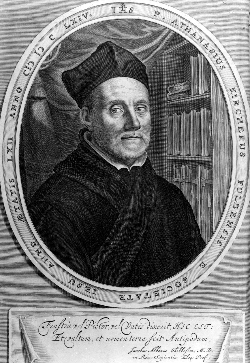 Athanasius Kircher (1601 - 1680), gesuita, orientalista e studioso tedesco - Incisione del XVIII secolo da Unknown artist